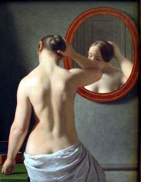 Christoffer Wilhelm Eckersberg Woman Standing in Front of a Mirror oil painting picture